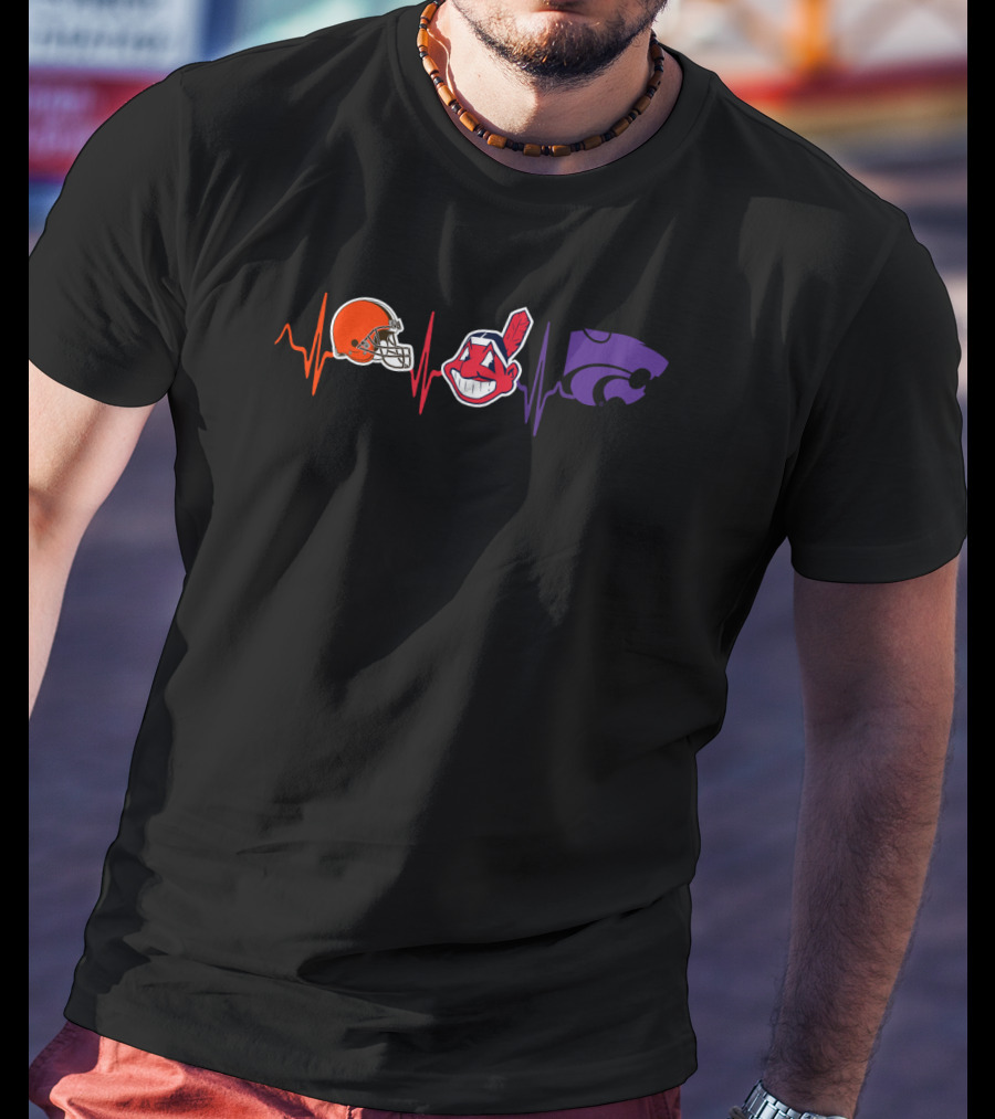 Browns Indians Ksw Heartbeat T-Shirt