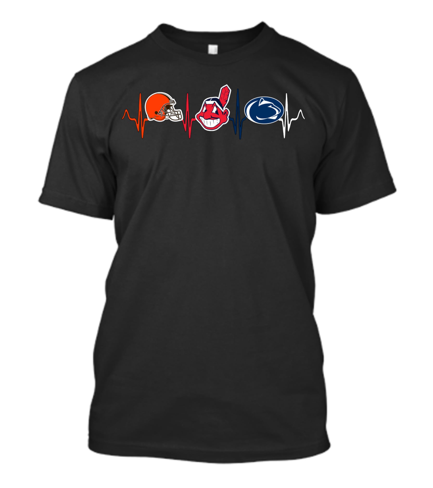 Cleveland Browns Cleveland Indians Penn State Nittany Lions Fan Heartbeat T-Shirt