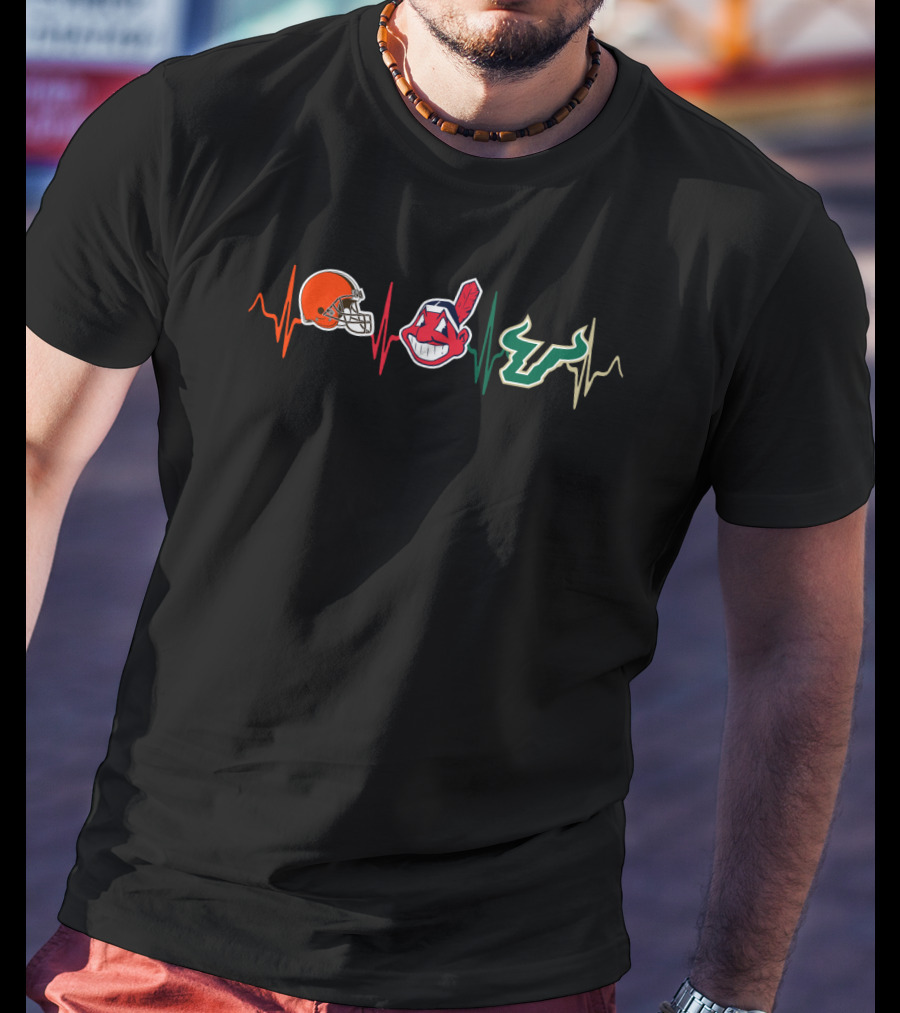 Browns Indians Sfb Heartbeat T-Shirt