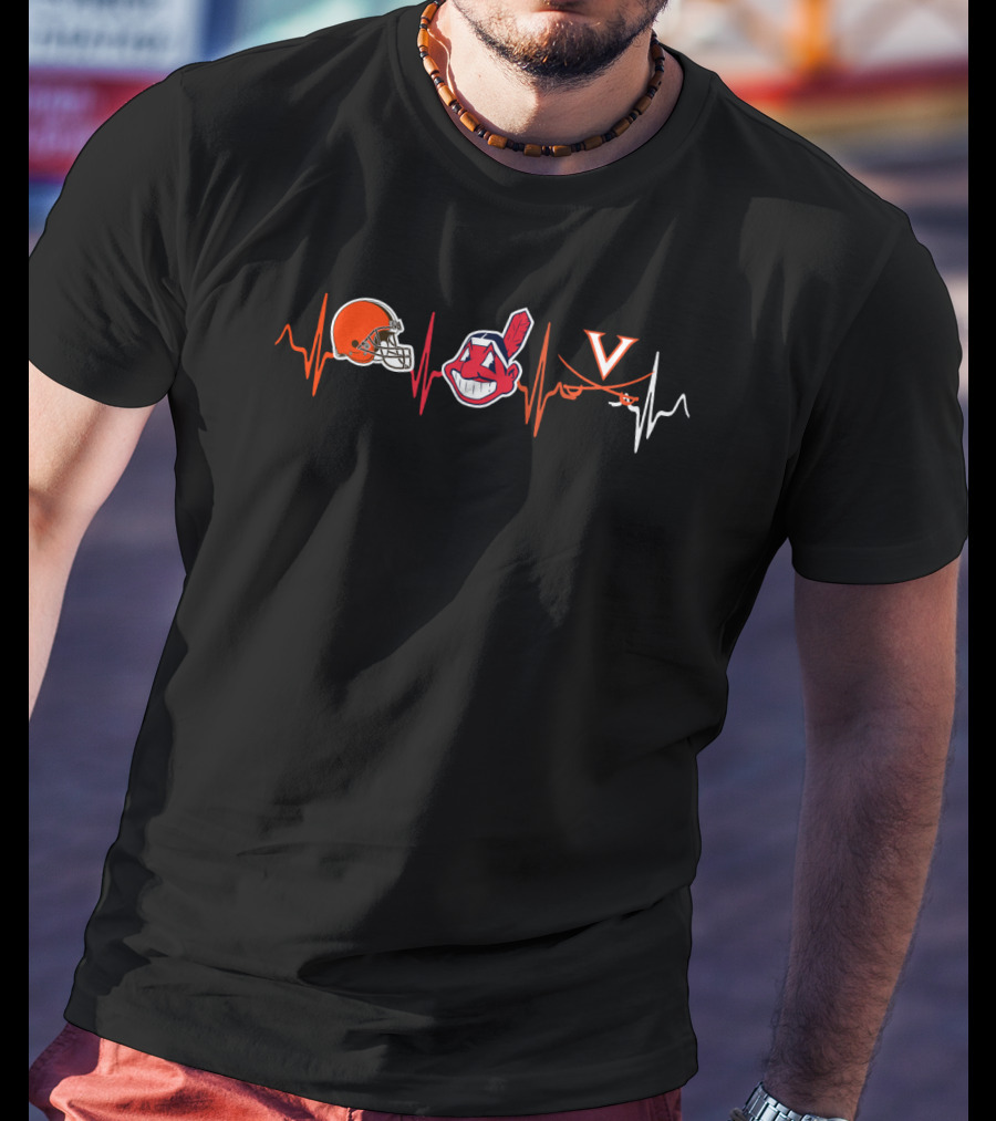 Browns Indians Virginia Football Heartbeat T-Shirt