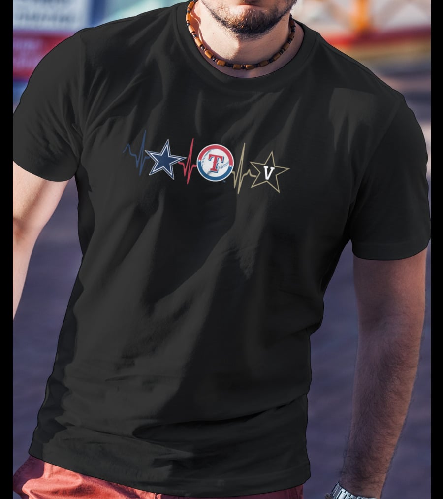Cowboys And Rangers Heartbeat With Vanderbilt Star V T-Shirt