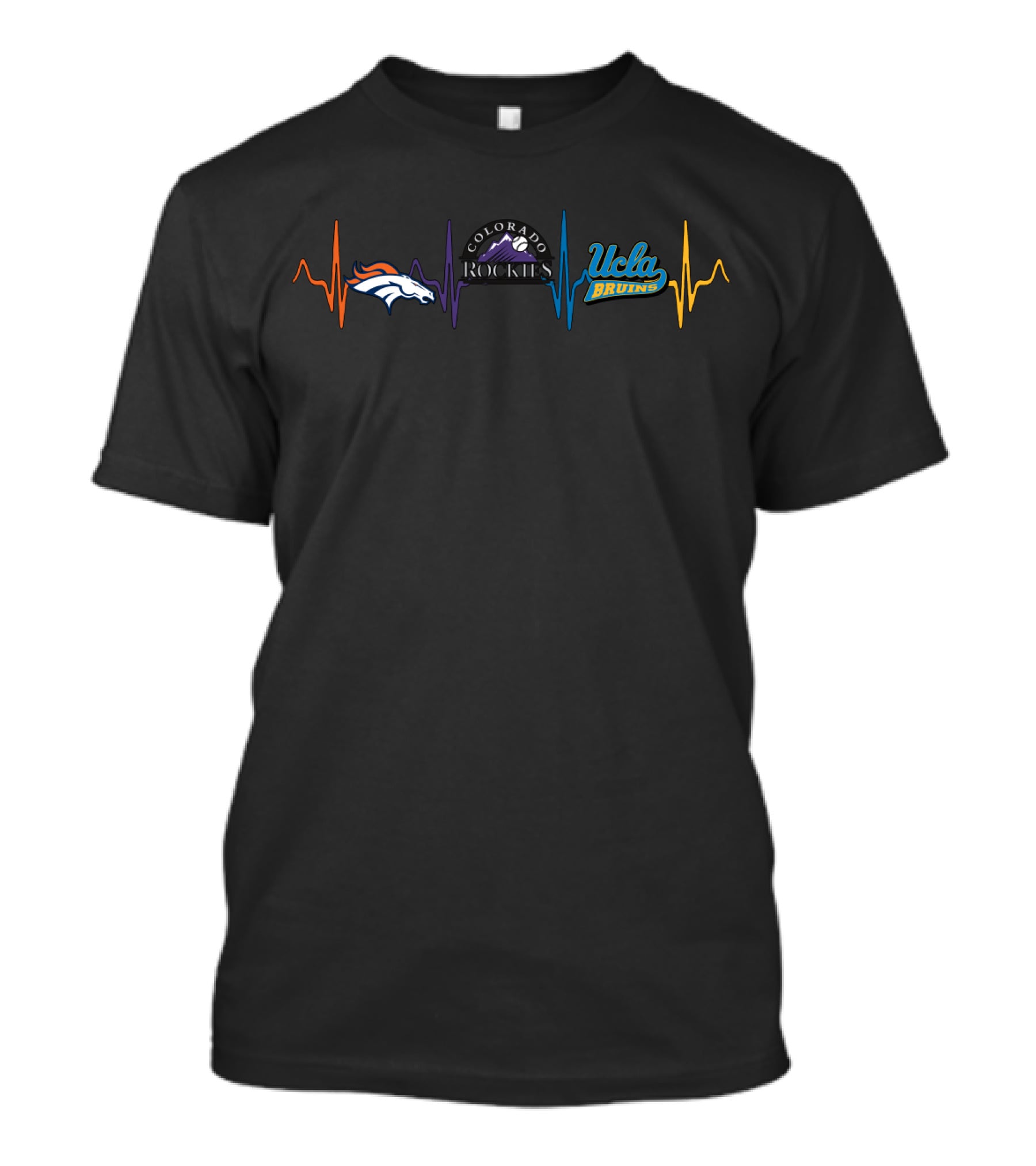 Love Broncos Colorado Rockies Ucla Bruins Heartbeat T-Shirt
