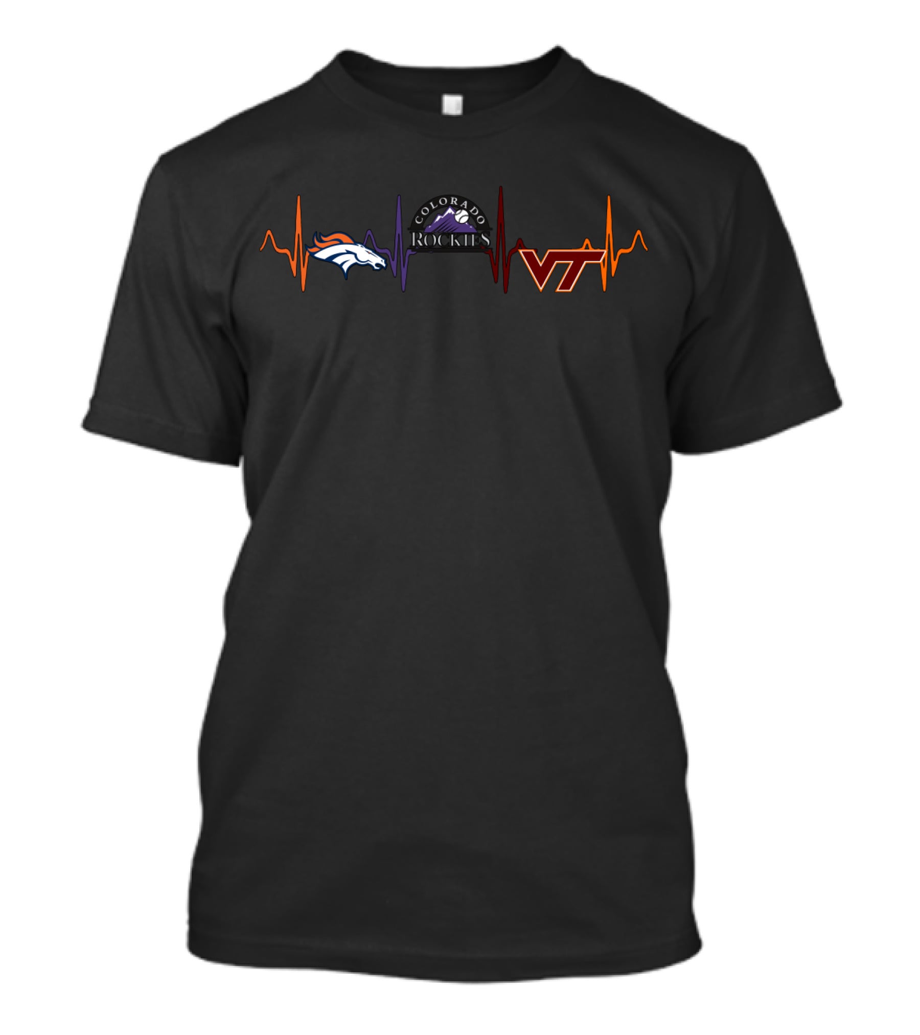 Love Denver Broncos Colorado Rockies Virginia Tech Hokies Vth T-Shirt