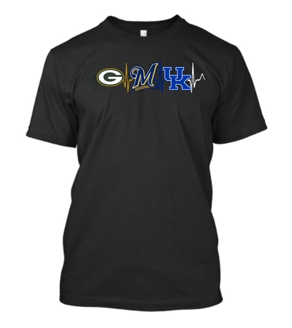 Packers Brewers Kentucky Wildcats Heartbeat T-Shirt