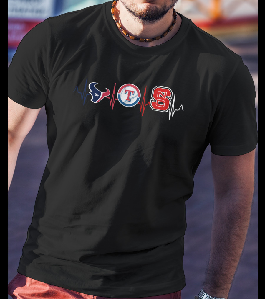Texans Rangers Nc State Heartbeat T-Shirt