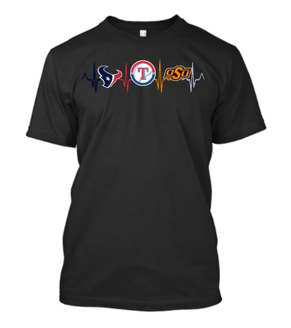 Texans Rangers Osu Heartbeat Logo Combo T-Shirt