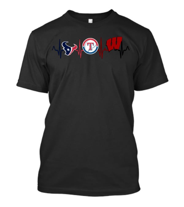Texans Heartbeat Rangers Baseball Wisconsin Badgers T-Shirt