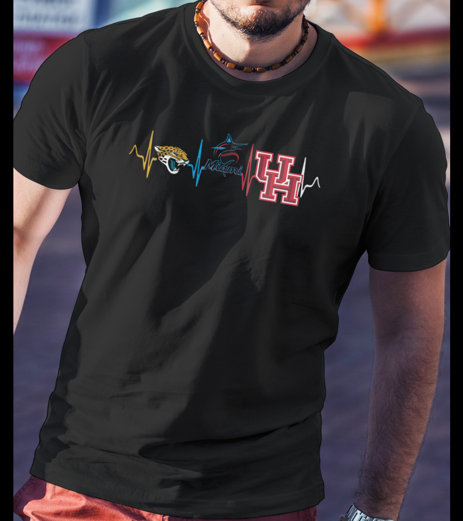 Love Jaguars Miami Marlins Uh Heartbeat T-Shirt