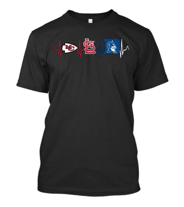 Kansas City Chiefs St. Louis Cardinals Duke Blue Devils Heartbeat T-Shirt