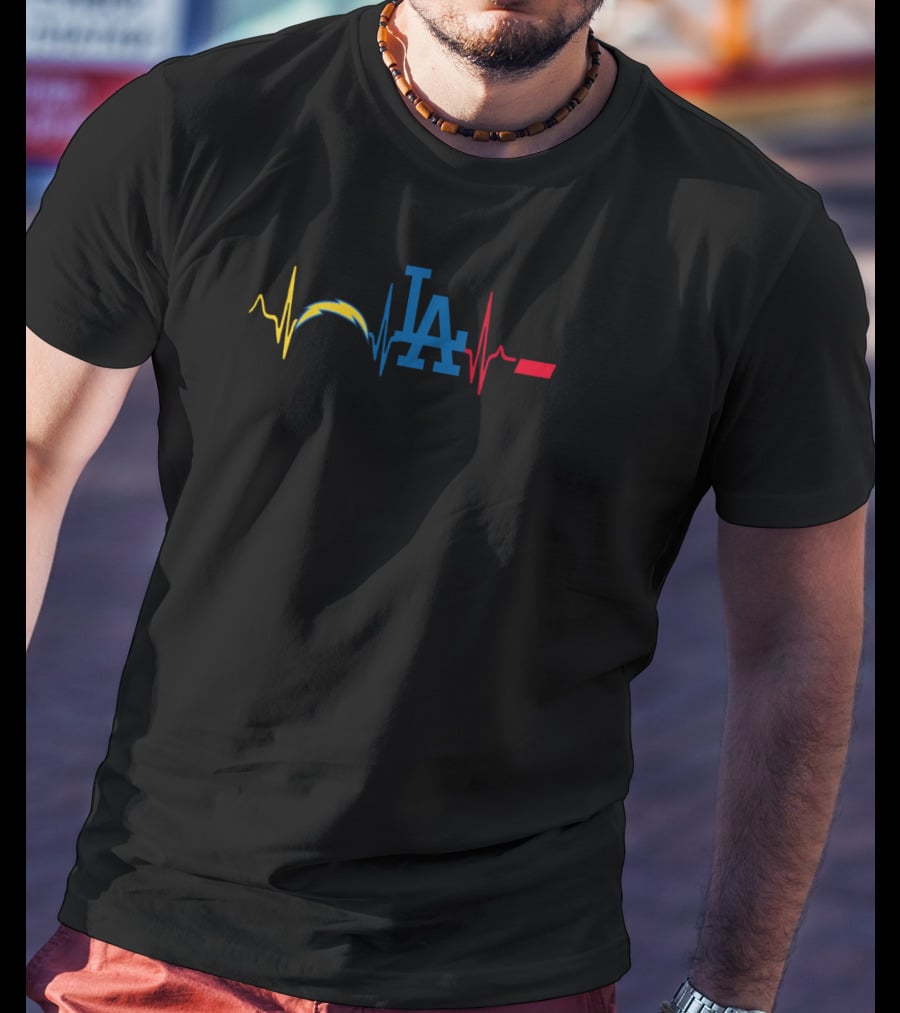 Love Chargers La Dodgers Cincinnati Bearcats Heartbeat T-Shirt