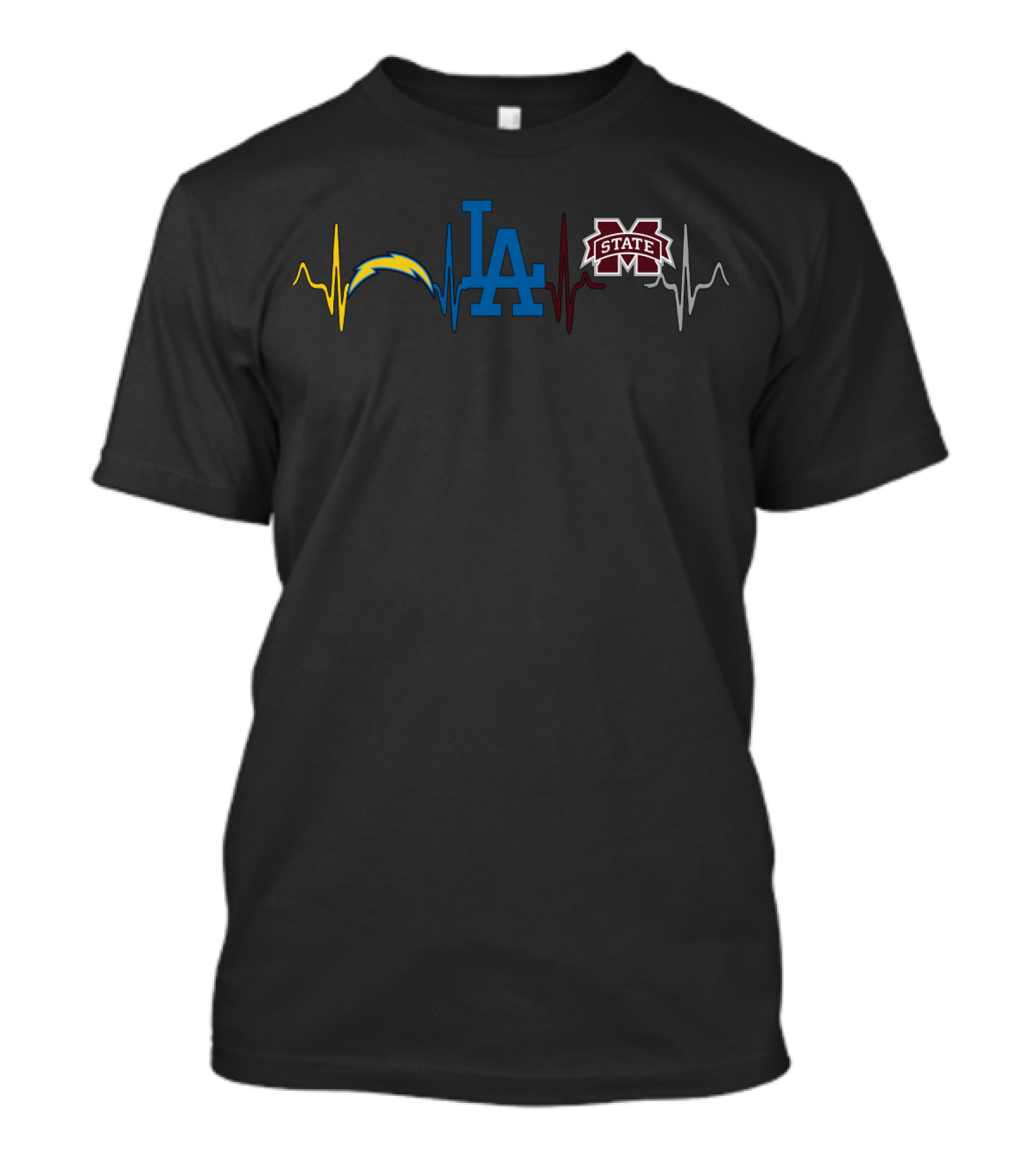 Love Chargers Dodgers Mississippi State Bulldogs Logo Mashup T-Shirt