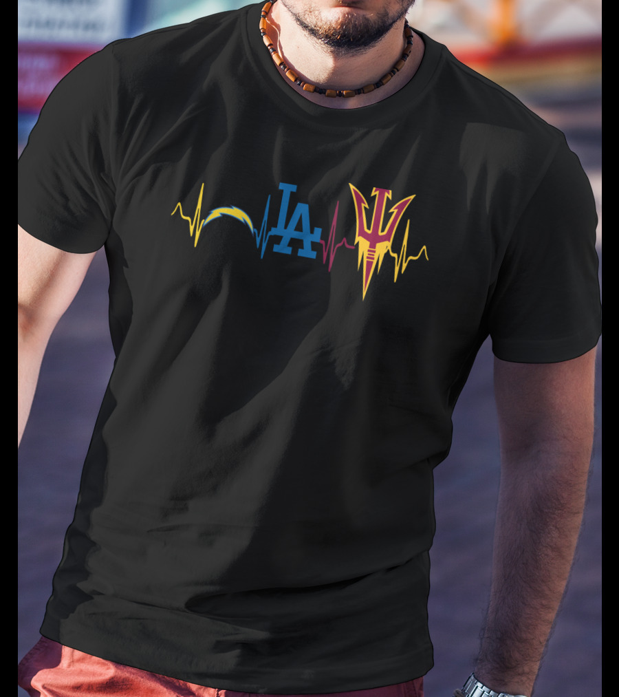 Chargers La Dodgers Arizona State Sun Devils Heartbeat T-Shirt