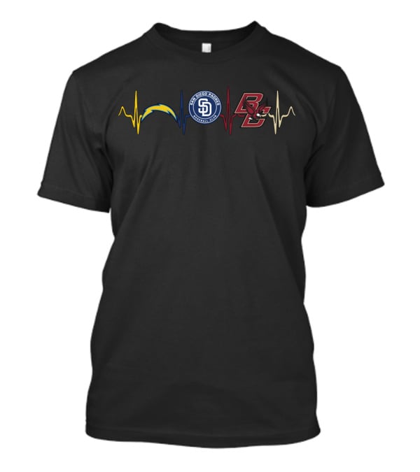 Love Chargers San Diego Padres Boston College Bce Fan Heartbeat T-Shirt