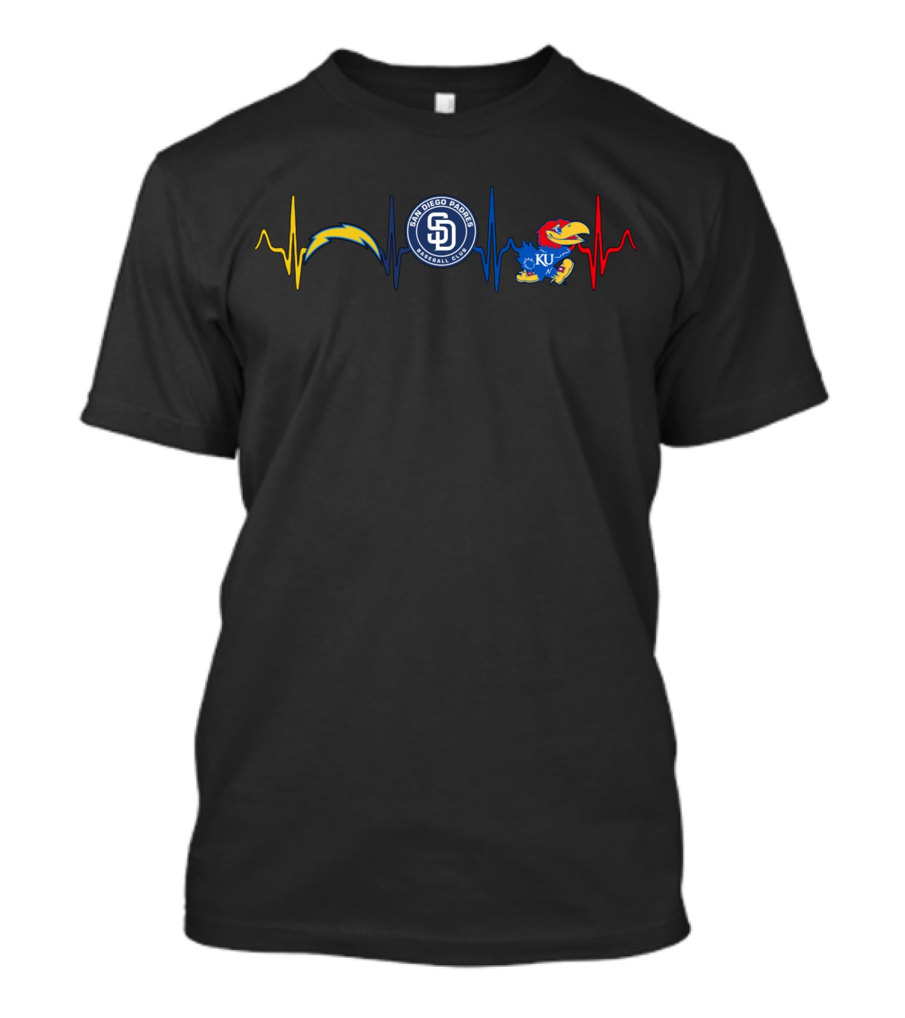 Charger Love San Diego Padres Ku Heartbeat T-Shirt