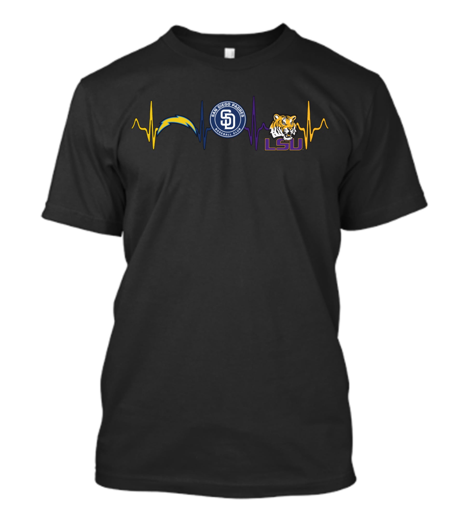 Love Chargers Padres Lt Lsu Tigers T-Shirt