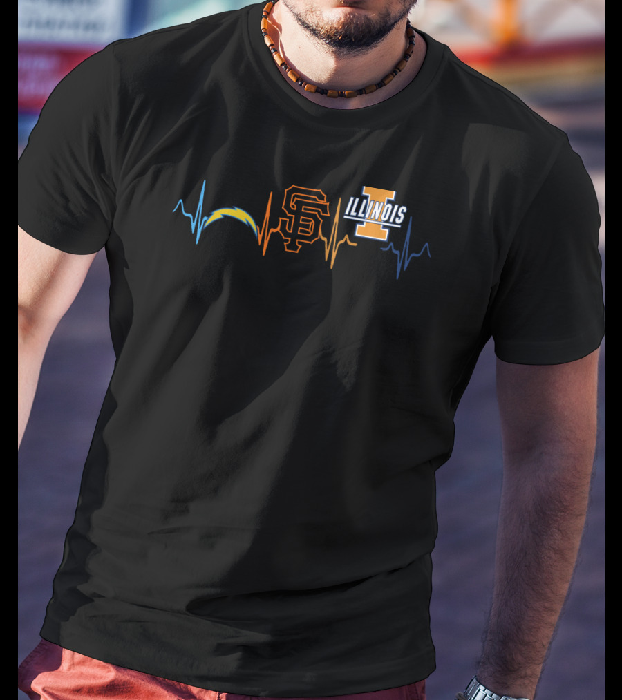 Chargers Sf Giants Illinois Fighting Illini Heartbeat T-Shirt