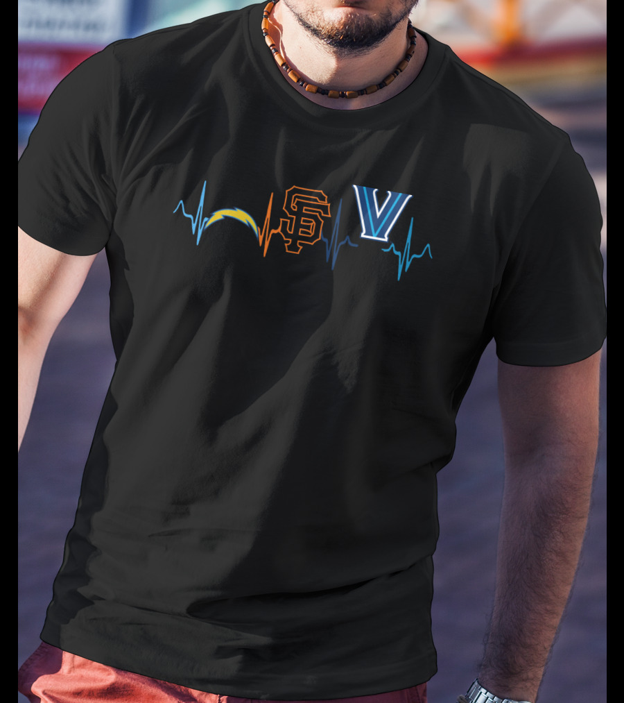Chargers San Francisco Giants Villanova Heartbeat T-Shirt