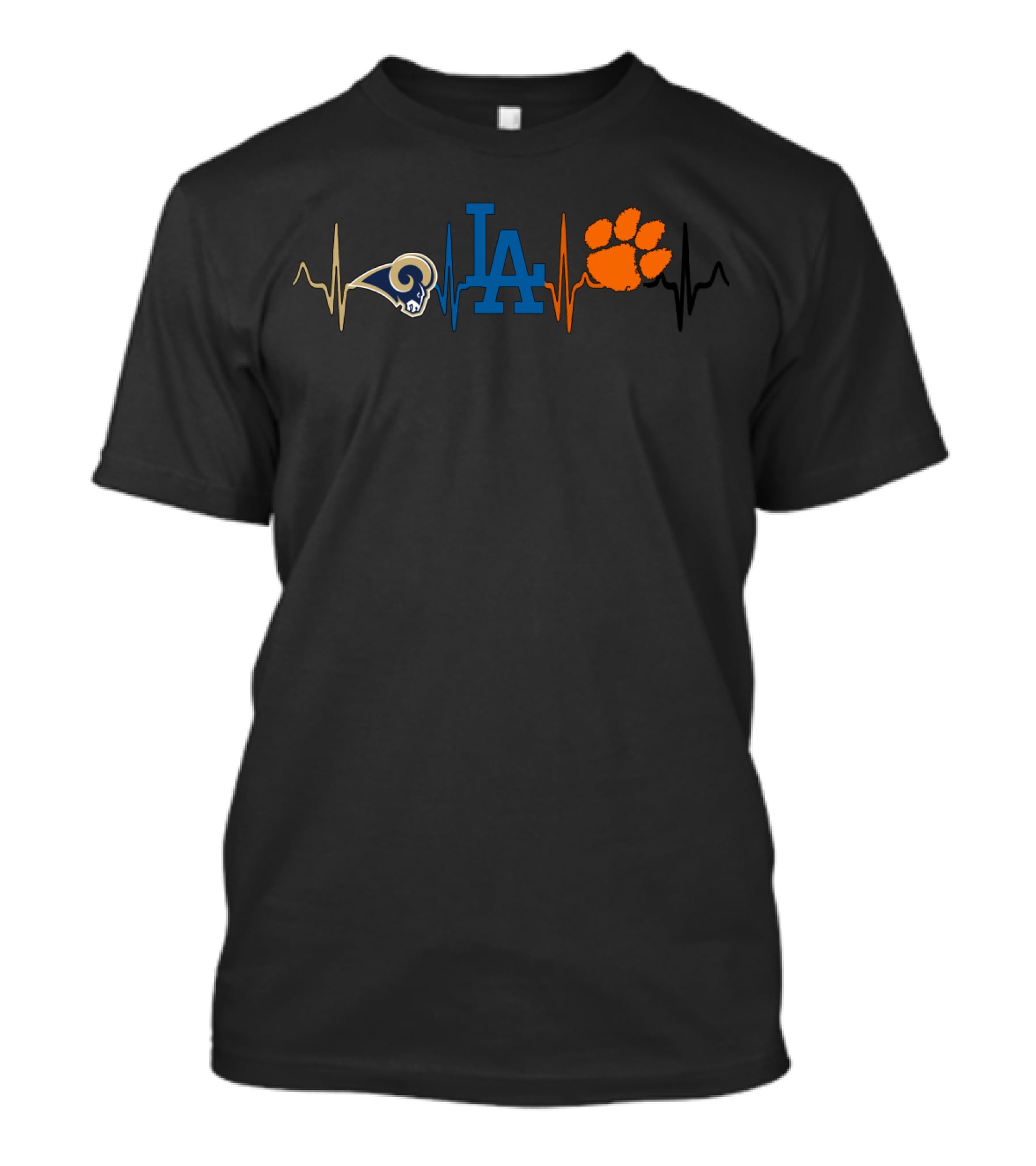 Love Rams La Dodgers Ct Paw Heartbeat T-Shirt