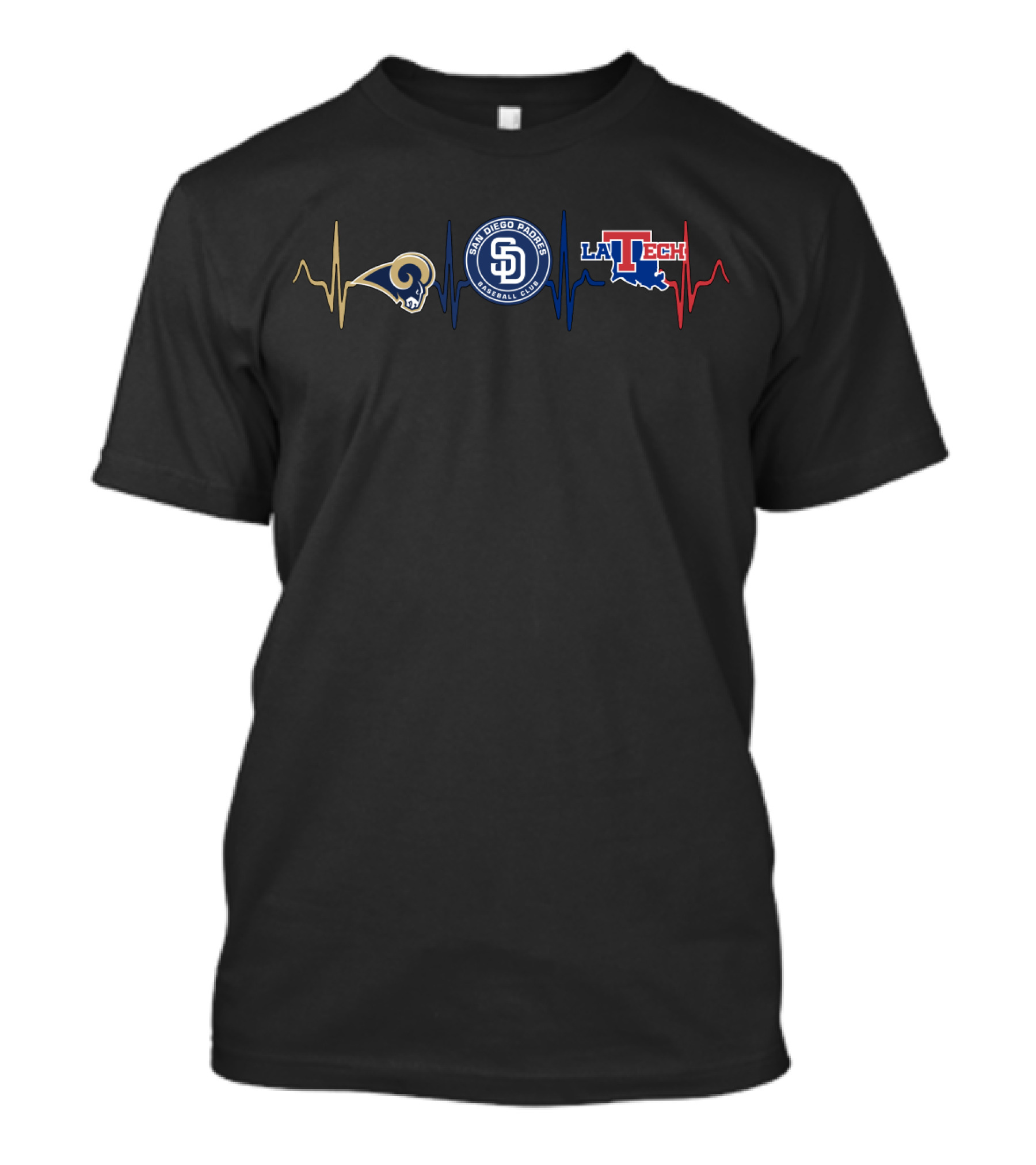 Rams Chargers Padres La Tech Heartbeat T-Shirt