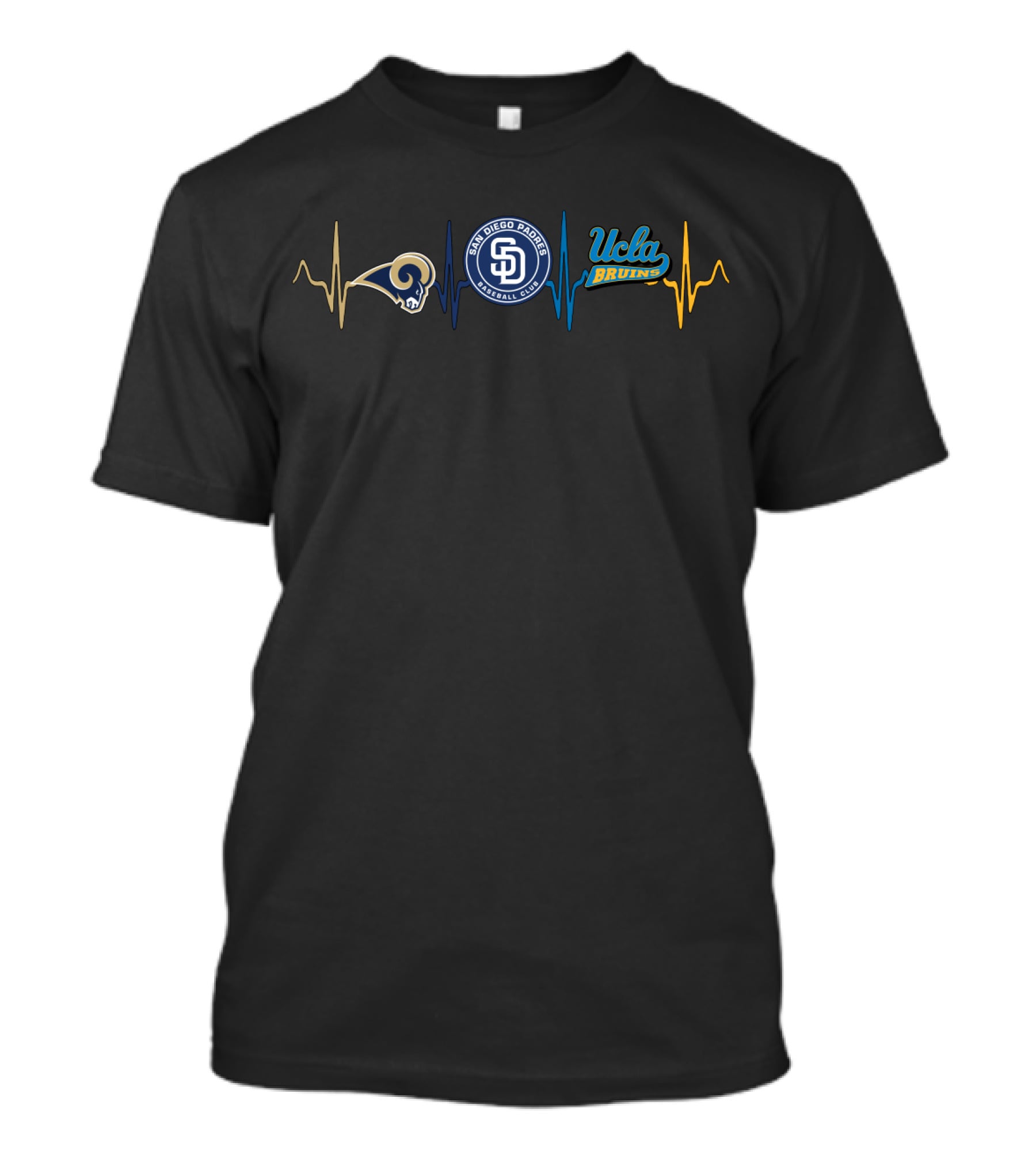 Los Angeles Rams San Diego Padres Ucla Bruins Heartbeat T-Shirt