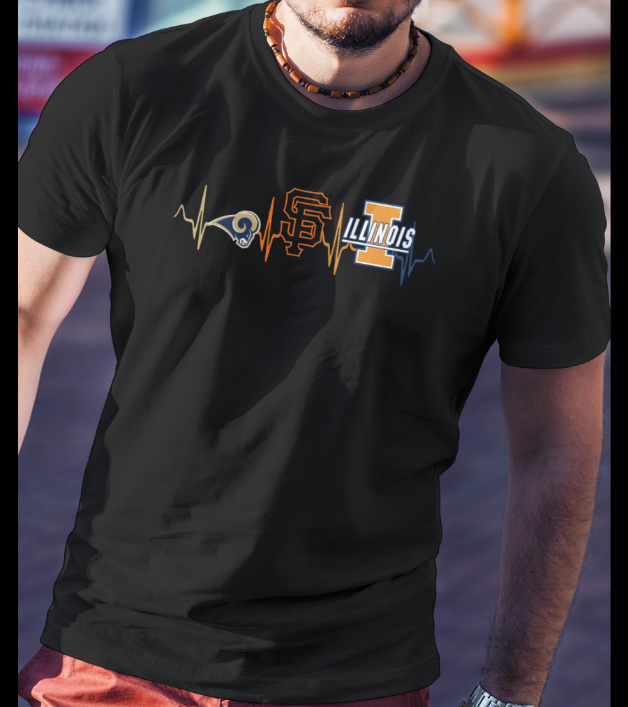 Rams Sf Giants Illinois Heartbeat Love T-Shirt