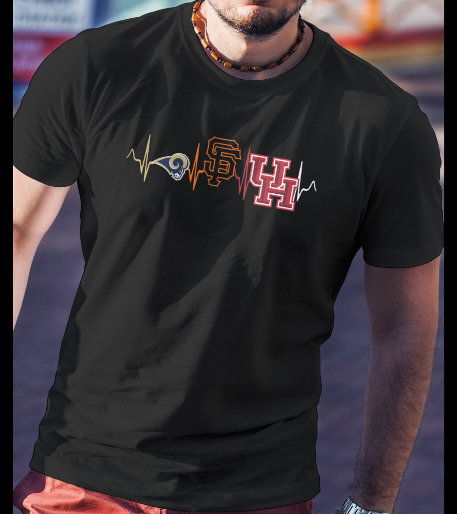 Love Rams Giants Uh Heartbeat T-Shirt