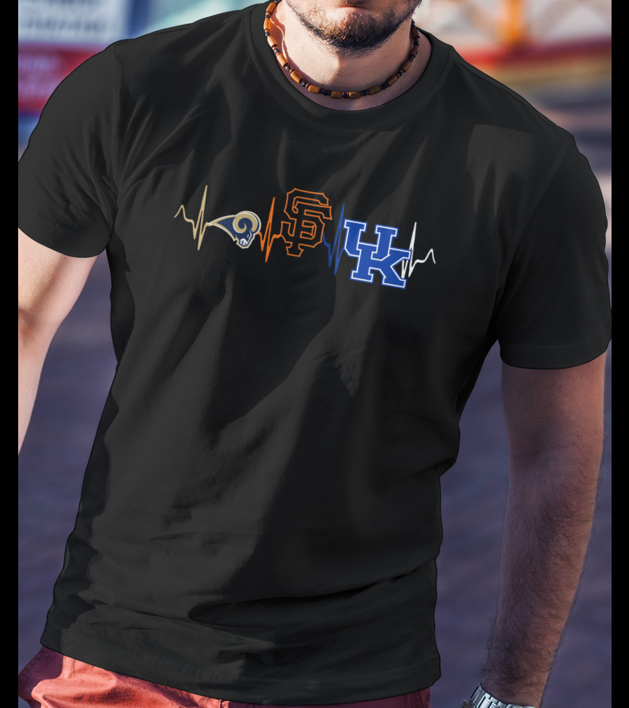 Rams Giants Kentucky Wildcats Heartbeat T-Shirt