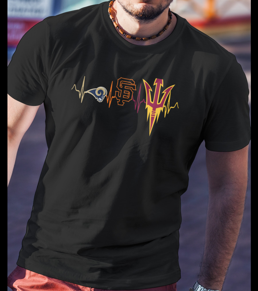 Rams Giants Sun Devils Heartbeat T-Shirt