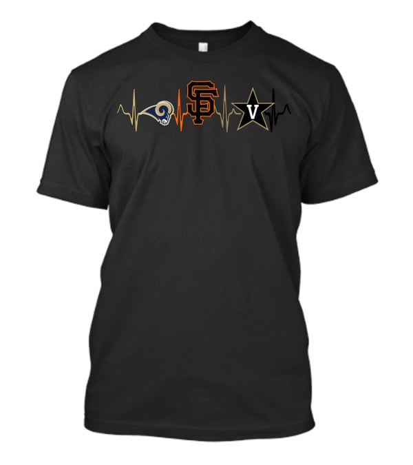 Rams Giants Love With Vc Star Heartbeat Line T-Shirt