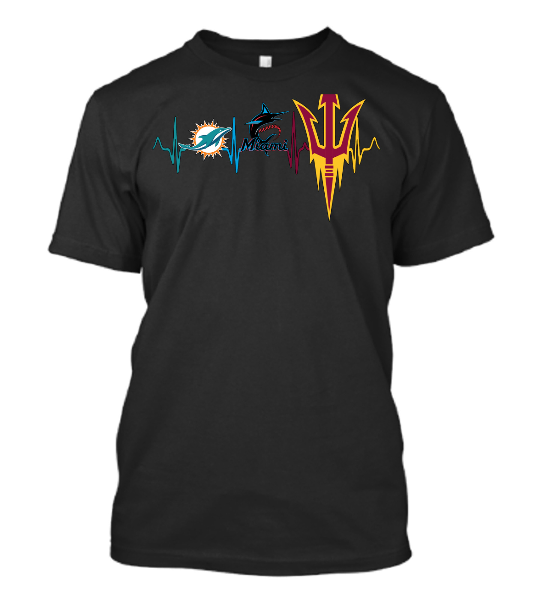 Miami Dolphins Marlins State Heartbeat Symbol T-Shirt