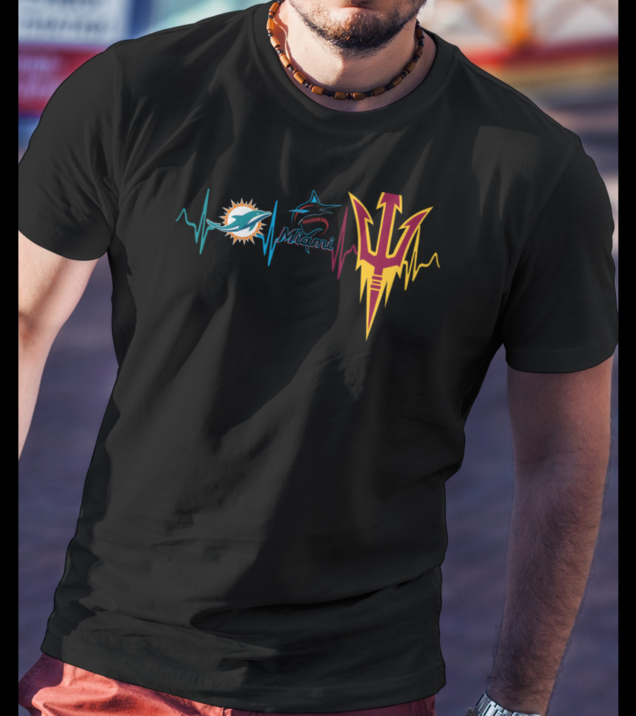Miami Dolphins Marlins State Heartbeat Symbol T-Shirt