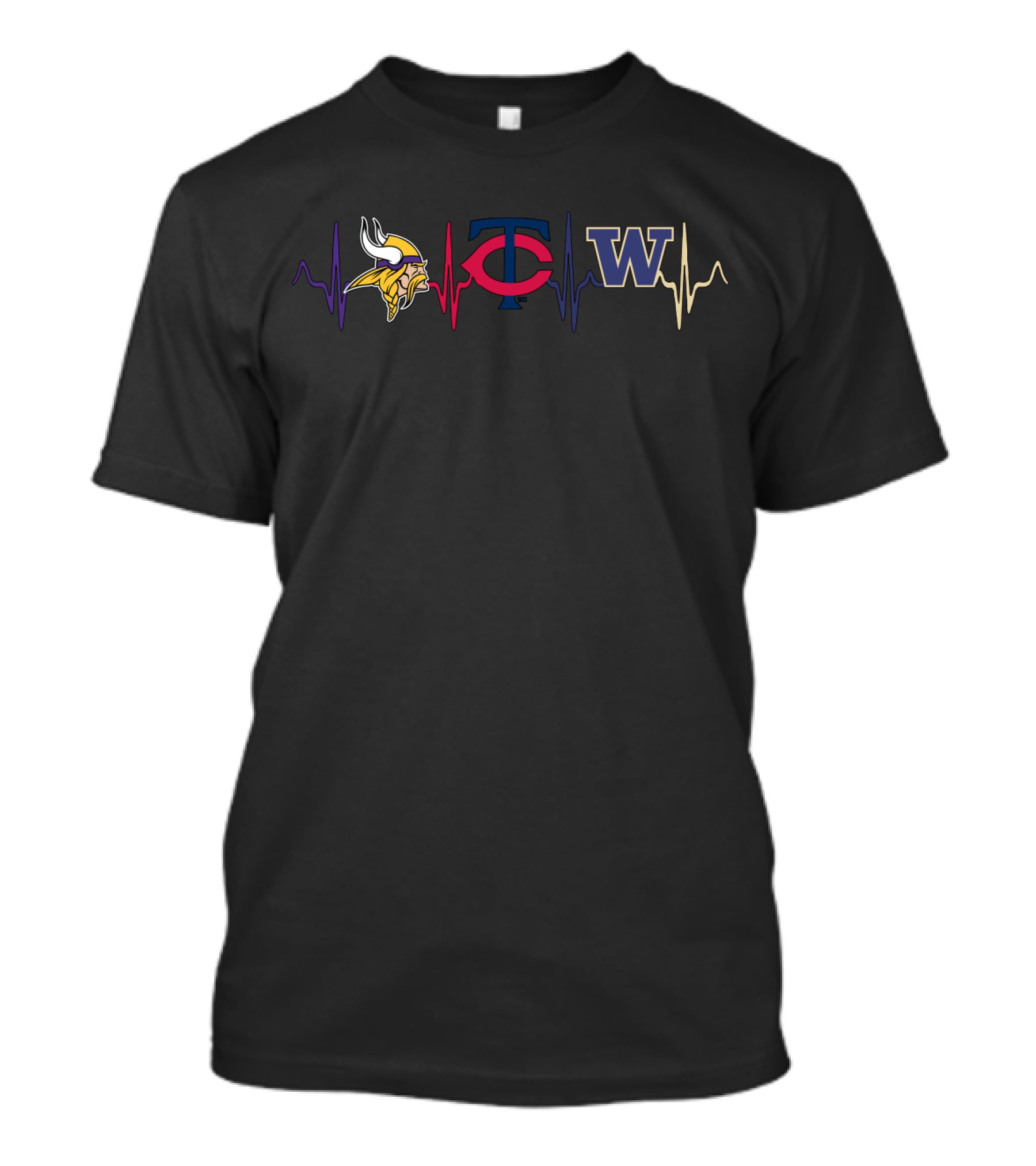 Vikings Twins Wh Heartbeat T-Shirt