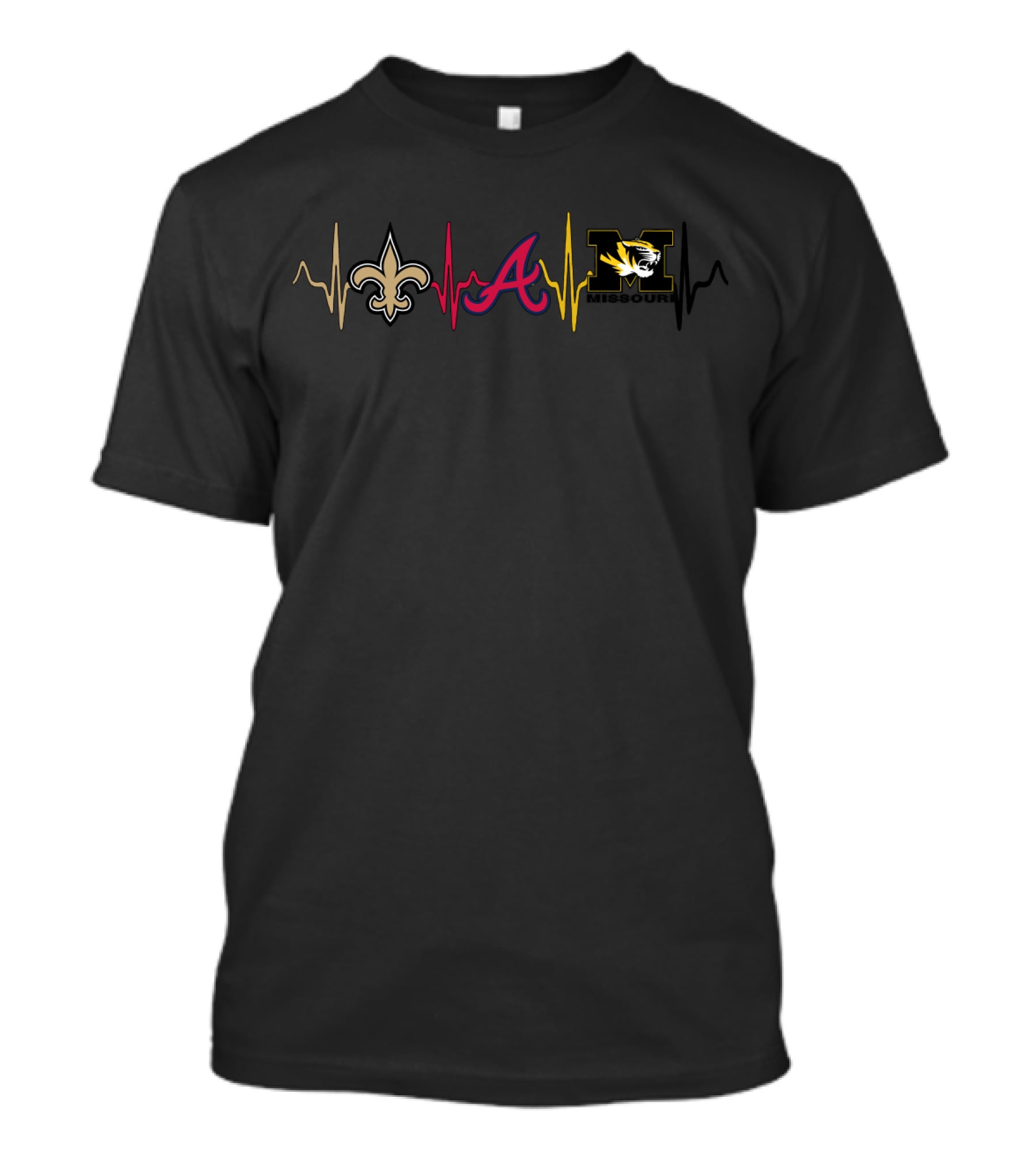 Saints Atlanta Braves Missouri Tigers Heartbeat T-Shirt