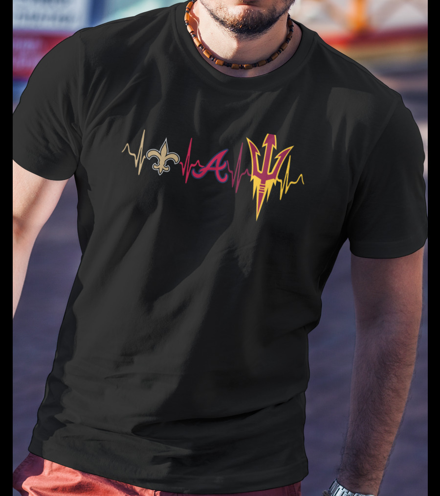 Saints Braves Sun Devils Heartbeat T-Shirt