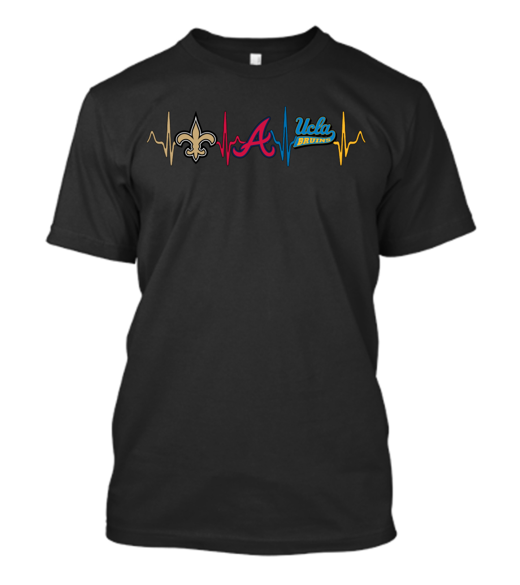 Love Saints Atlanta Braves Ucla Bruins Heartbeat T-Shirt