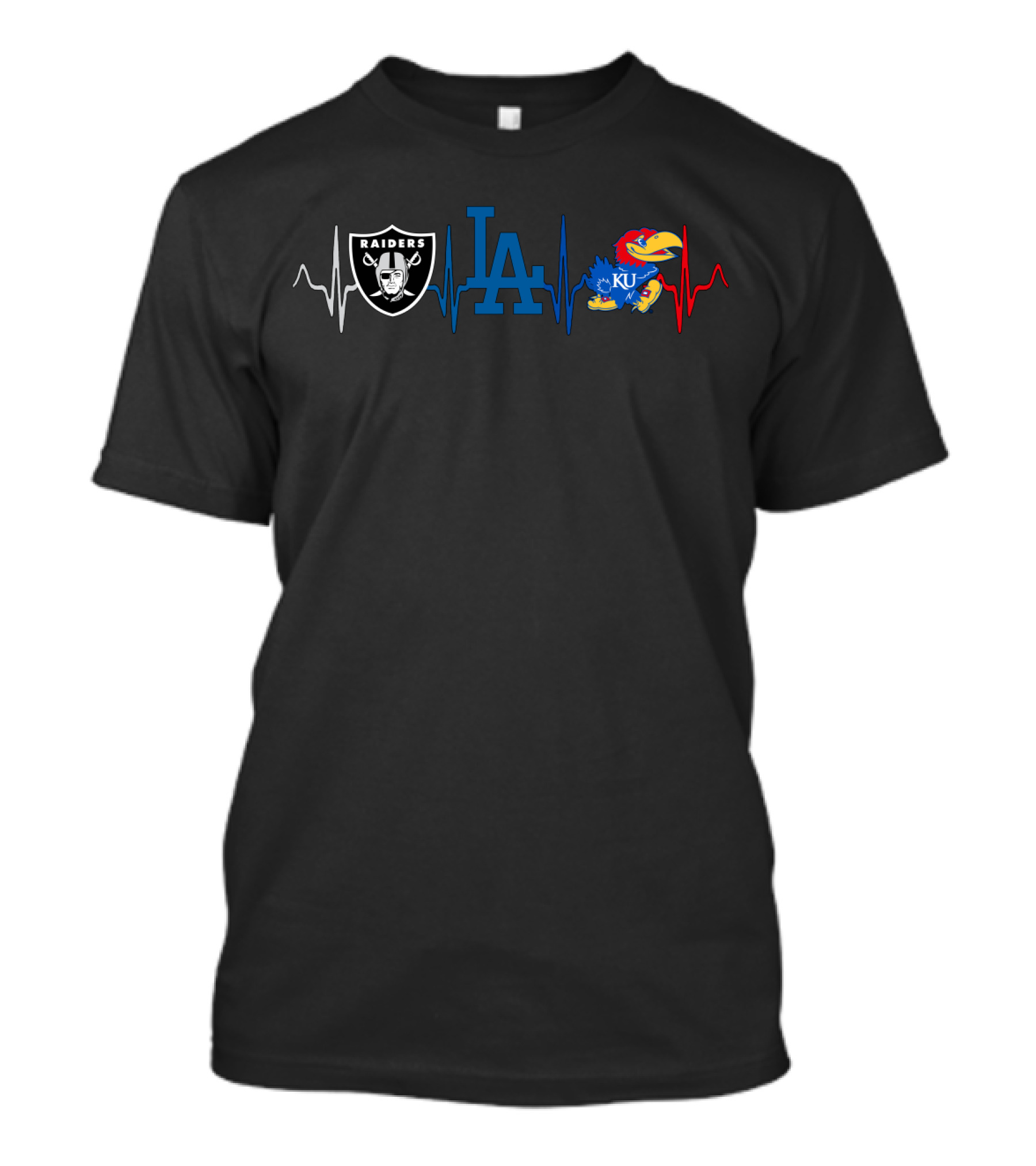 Love Raiders Dodgers Ku Heartbeat T-Shirt