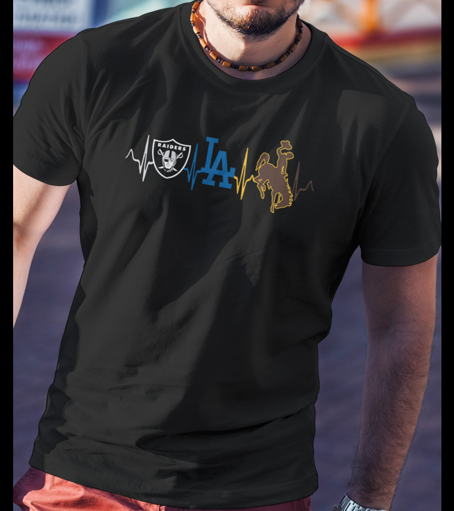 Raiders Dodgers La With Cowboys Wc Heartbeat T-Shirt