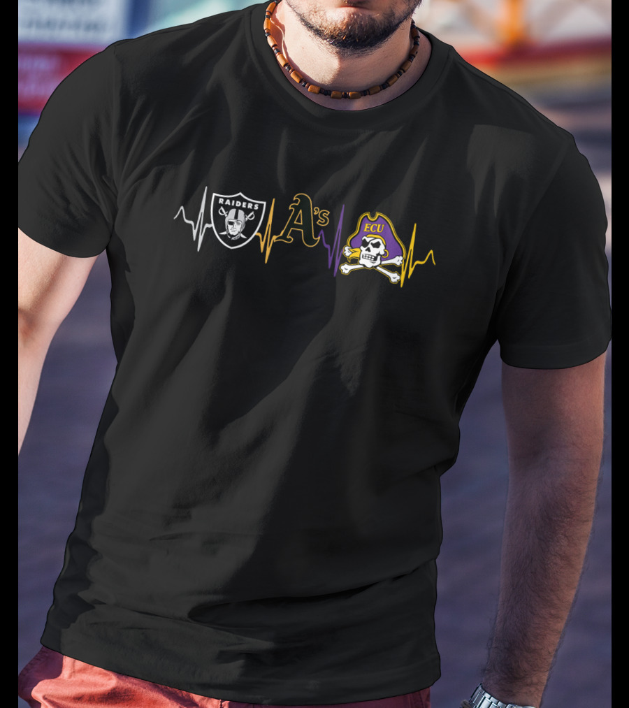 Raiders Athletics Ecu Pirates Heartbeat T-Shirt