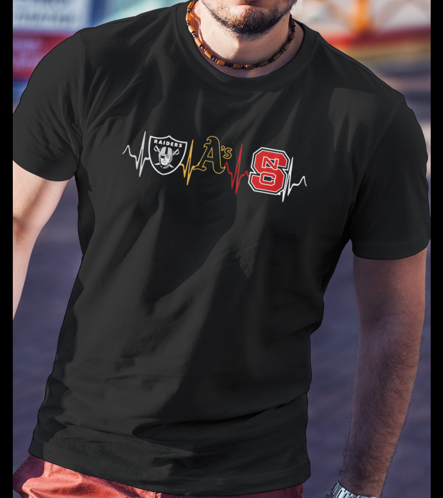 Raiders A's Nc State Heartbeat T-Shirt