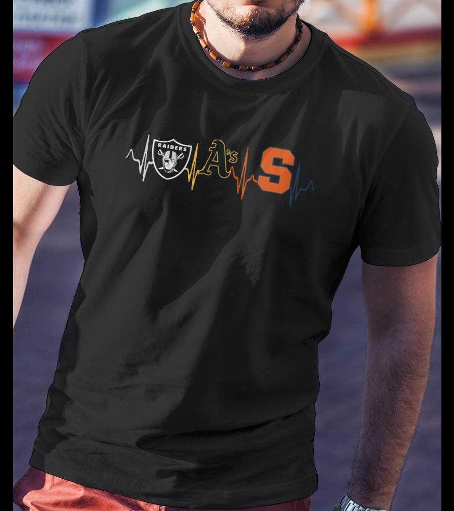 Raiders Athletics A's Heartbeat S Sports Fan Collection T-Shirt