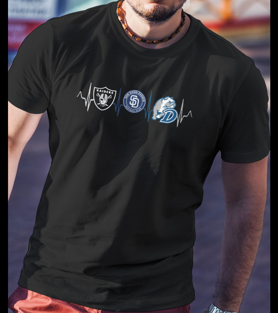 Raiders Padres Db Heartbeat Logo Trio T-Shirt