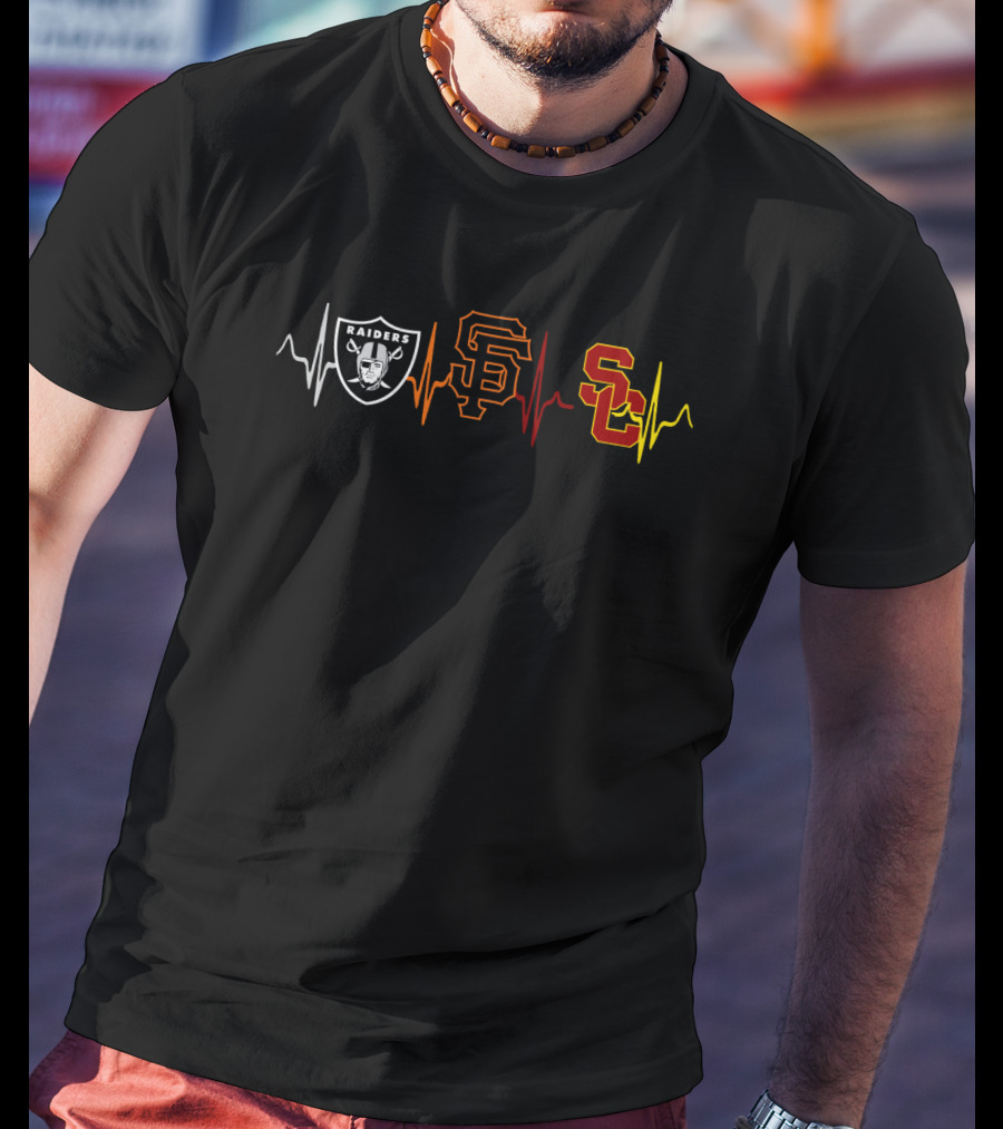 Raiders Giants Usc Heartbeat T-Shirt