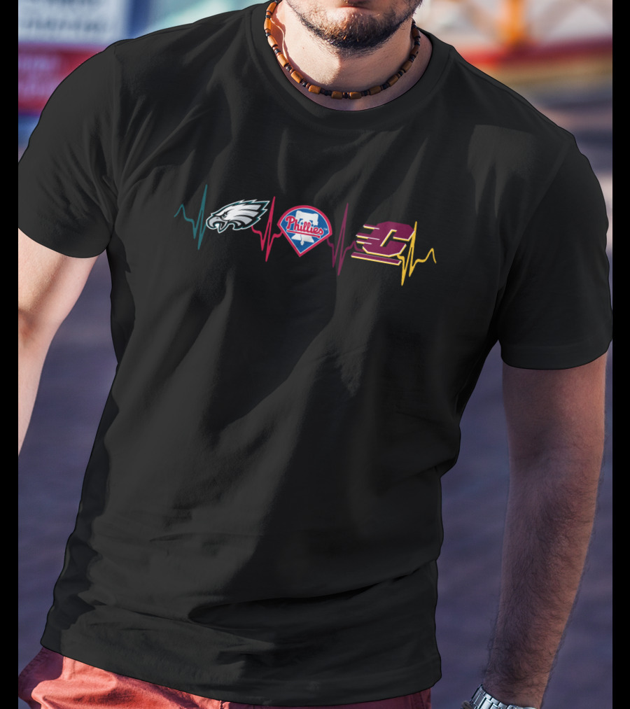 Eagles Phillies Cmc Heartbeat Sports Fan Collaboration T-Shirt
