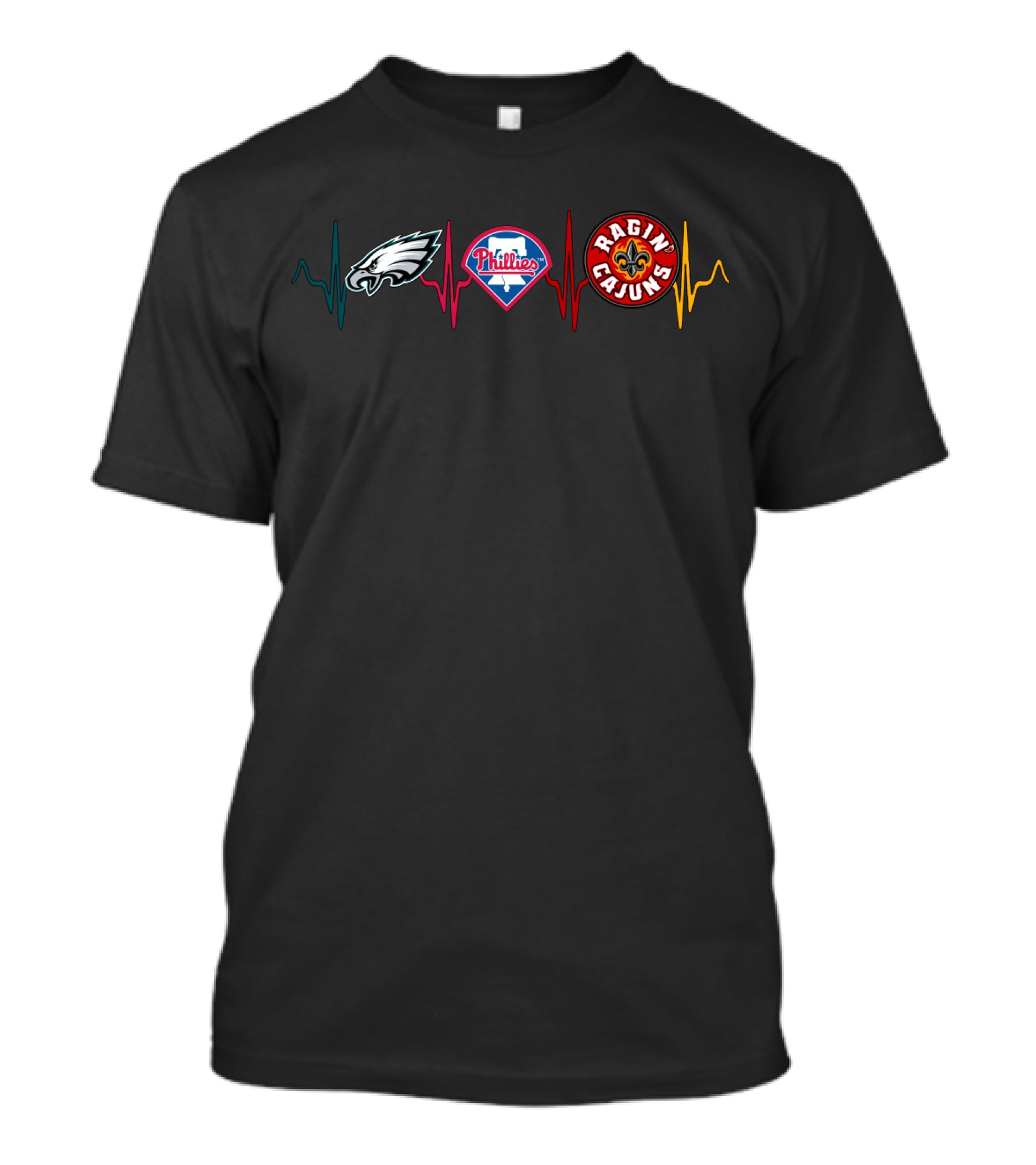 Eagles Phillies Ragin Cajuns Heartbeat T-Shirt