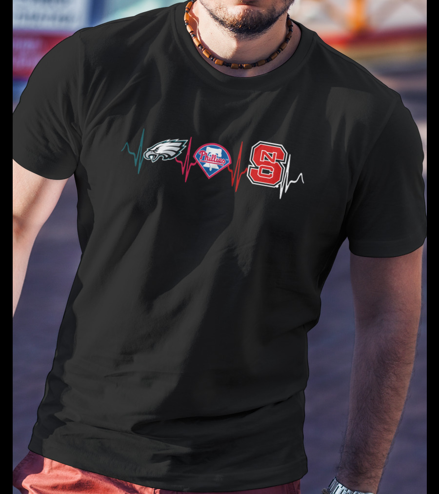 Eagles Phillies Ncs Heartbeat Logo Combination T-Shirt