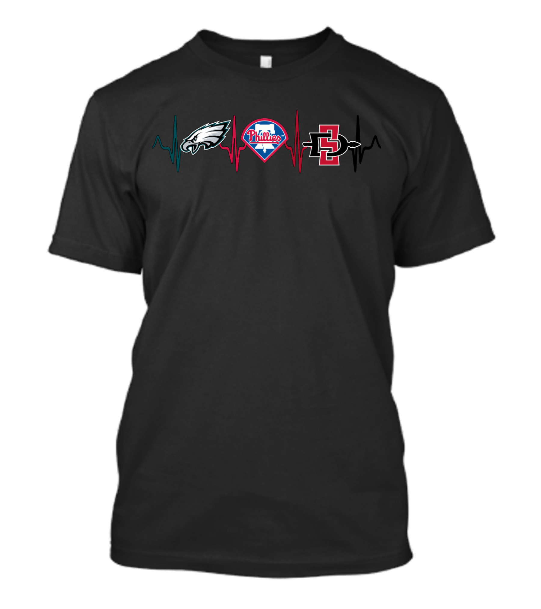 Love Eagles Phillies Sdsu Heartbeat Icons T-Shirt