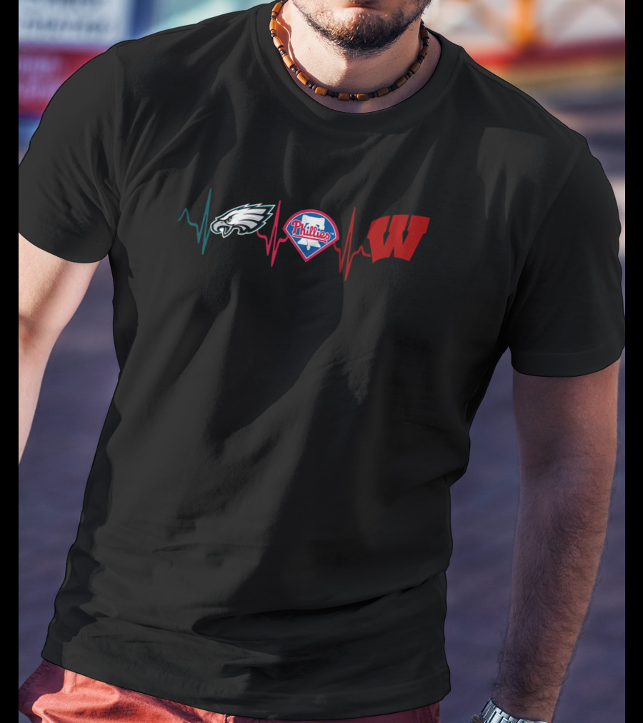 Eagles Phillies Wisconsin Heartbeat T-Shirt