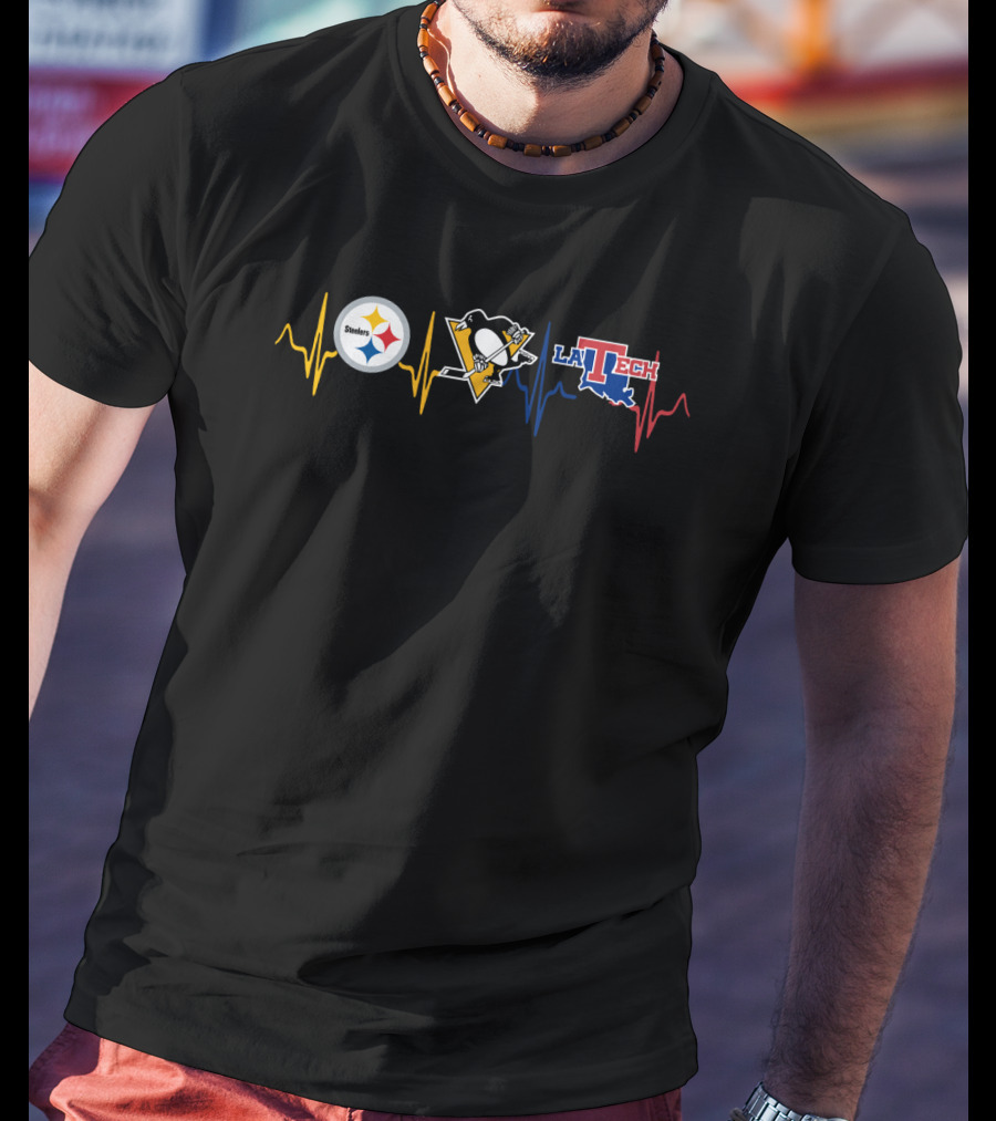 Steelers Penguins Louisiana Tech Heartbeat T-Shirt