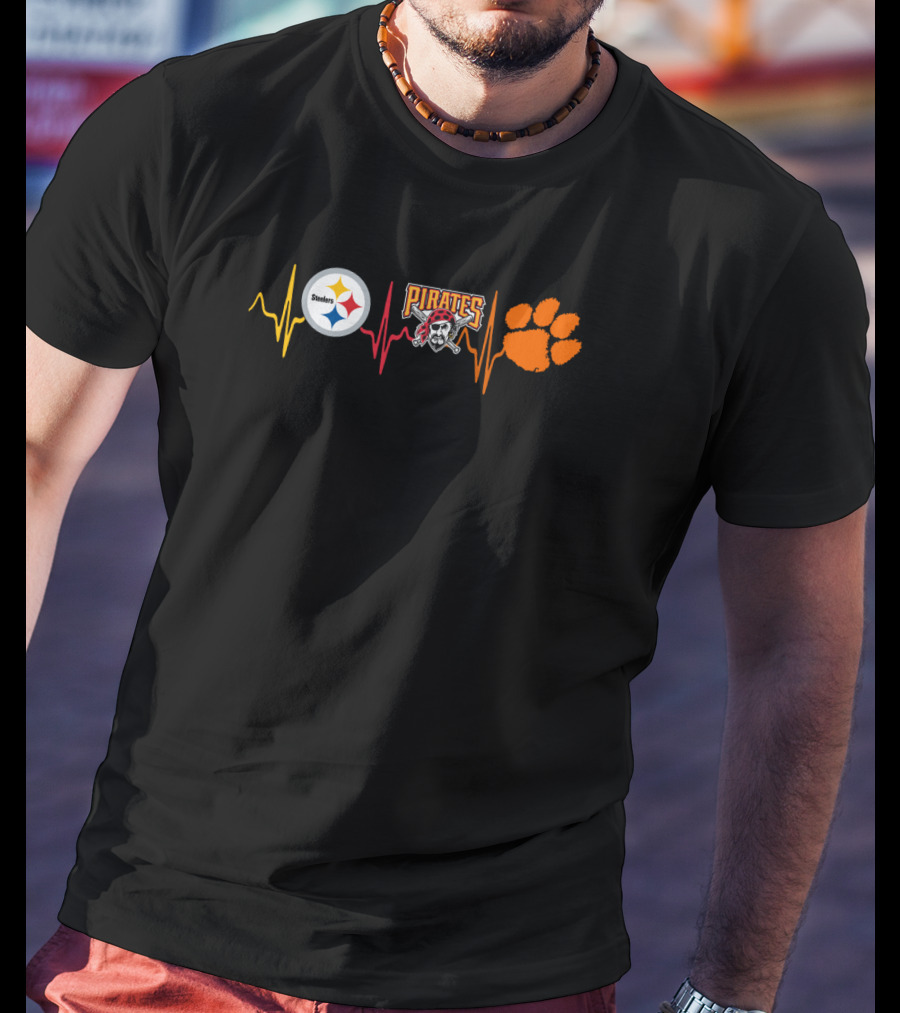 Steelers Pirates Clemson Heartbeat T-Shirt