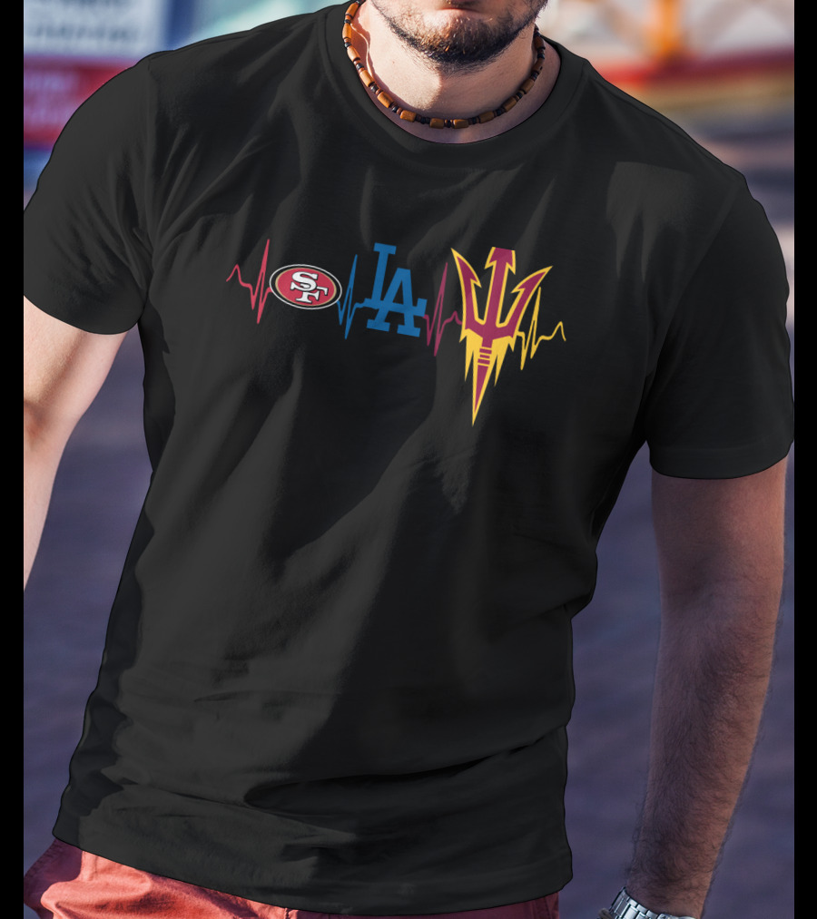 49ers Sf La Dodgers Asu Heartbeat T-Shirt